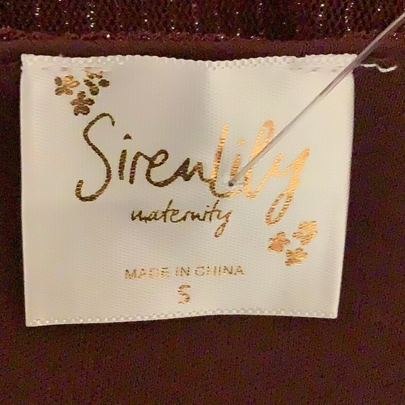 Siren Lily Small Shimmery Lined Maternity 3/4 Tie Sleeve Top, New With Tags. - Picture 2 of 7